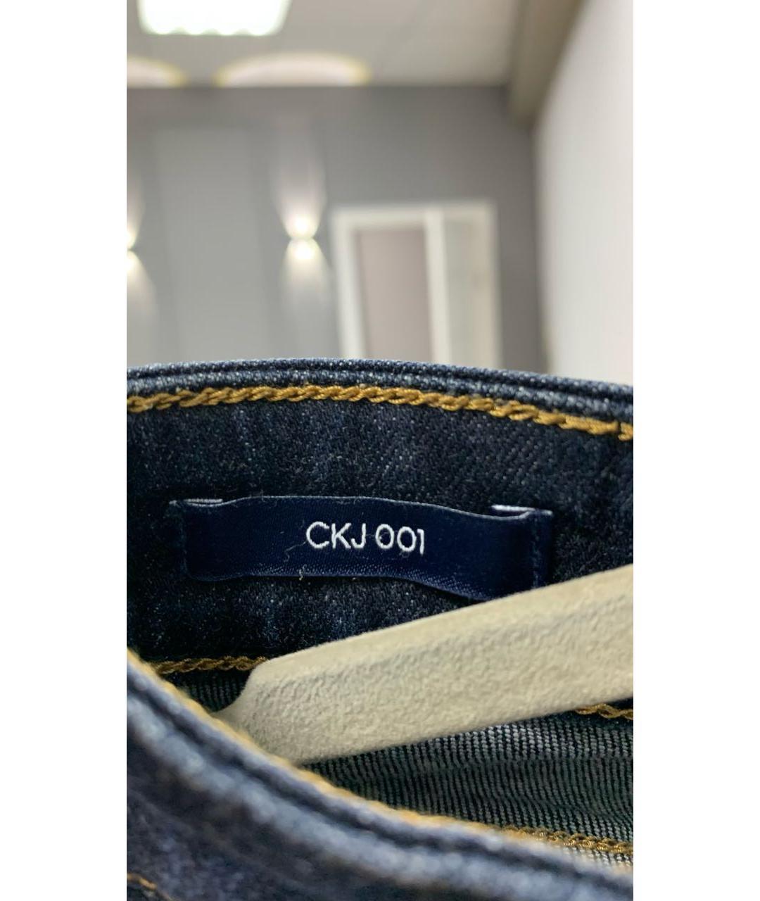 CALVIN KLEIN Темно-синие хлопко-эластановые джинсы слим, фото 8