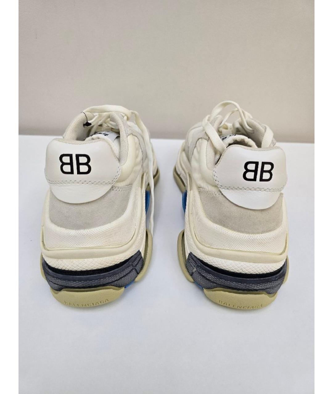 BALENCIAGA Белые кожаные кроссовки, фото 4