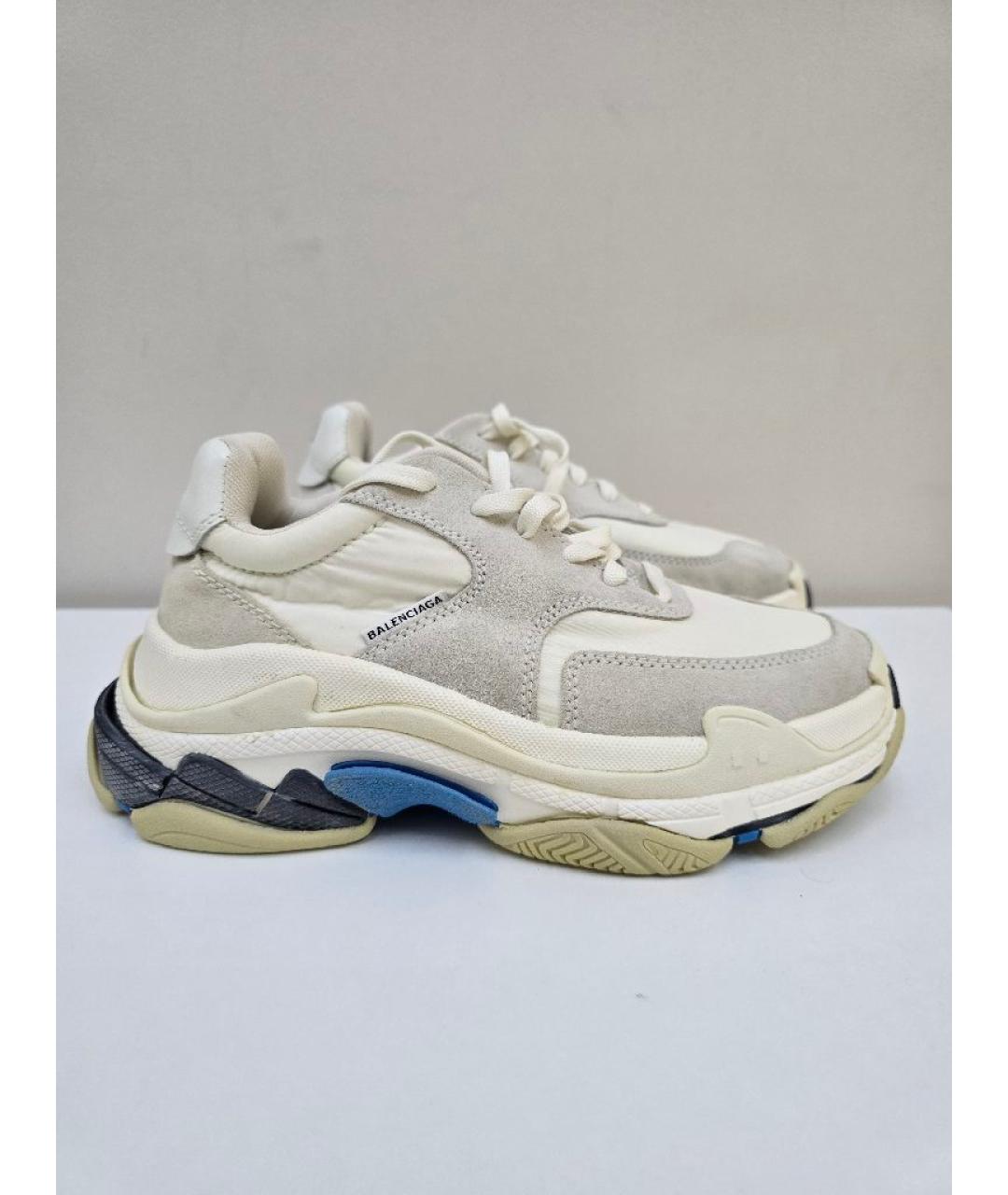 BALENCIAGA Белые кожаные кроссовки, фото 5