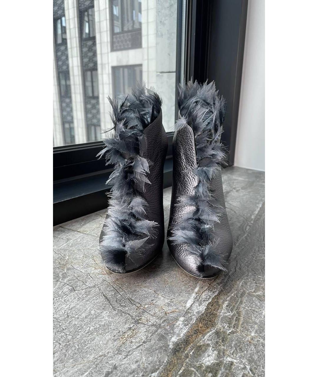 JIMMY CHOO Серые кожаные ботильоны, фото 2