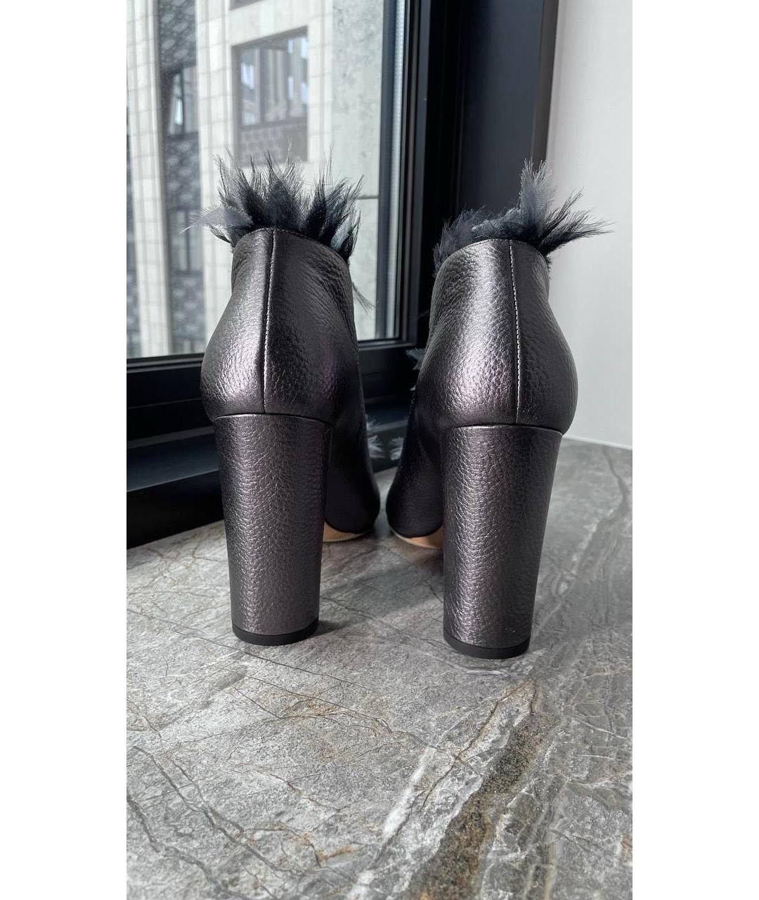 JIMMY CHOO Серые кожаные ботильоны, фото 4