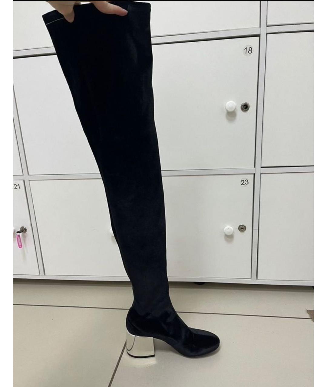 MAISON MARGIELA Черные бархатные ботфорты, фото 4