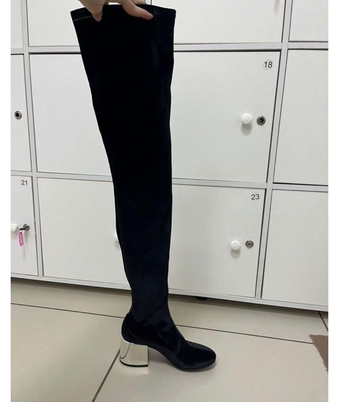 MAISON MARGIELA Черные бархатные ботфорты, фото 7