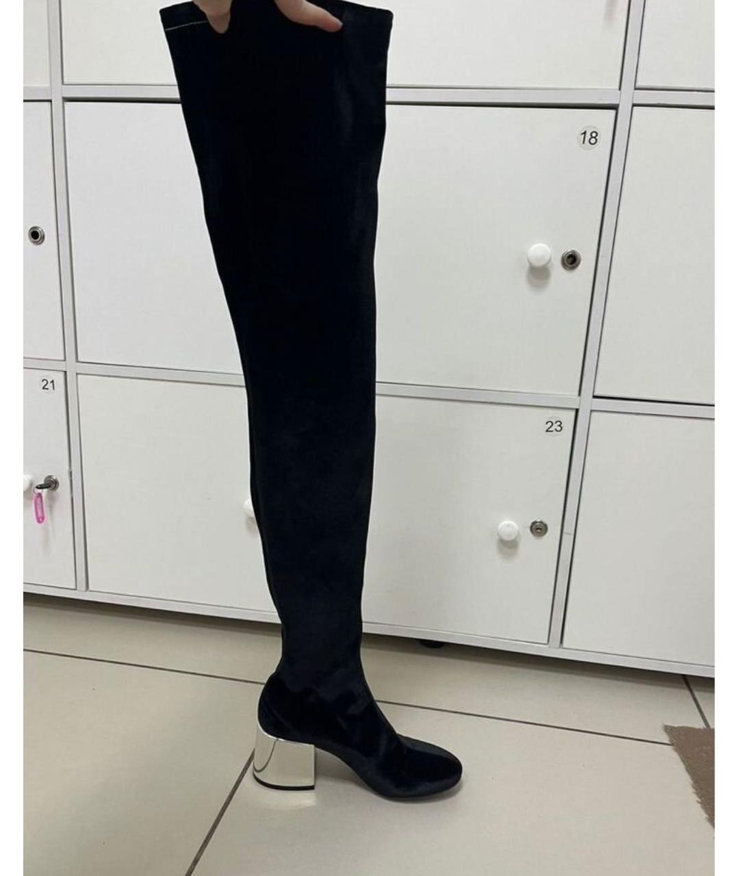 MAISON MARGIELA Черные бархатные ботфорты, фото 5