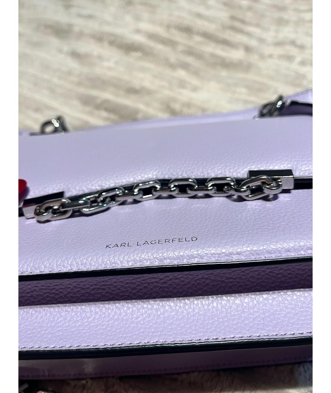 KARL LAGERFELD Фиолетовая кожаная сумка через плечо, фото 4