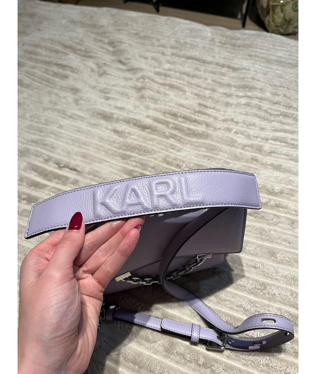 KARL LAGERFELD Фиолетовая кожаная сумка через плечо, фото 2