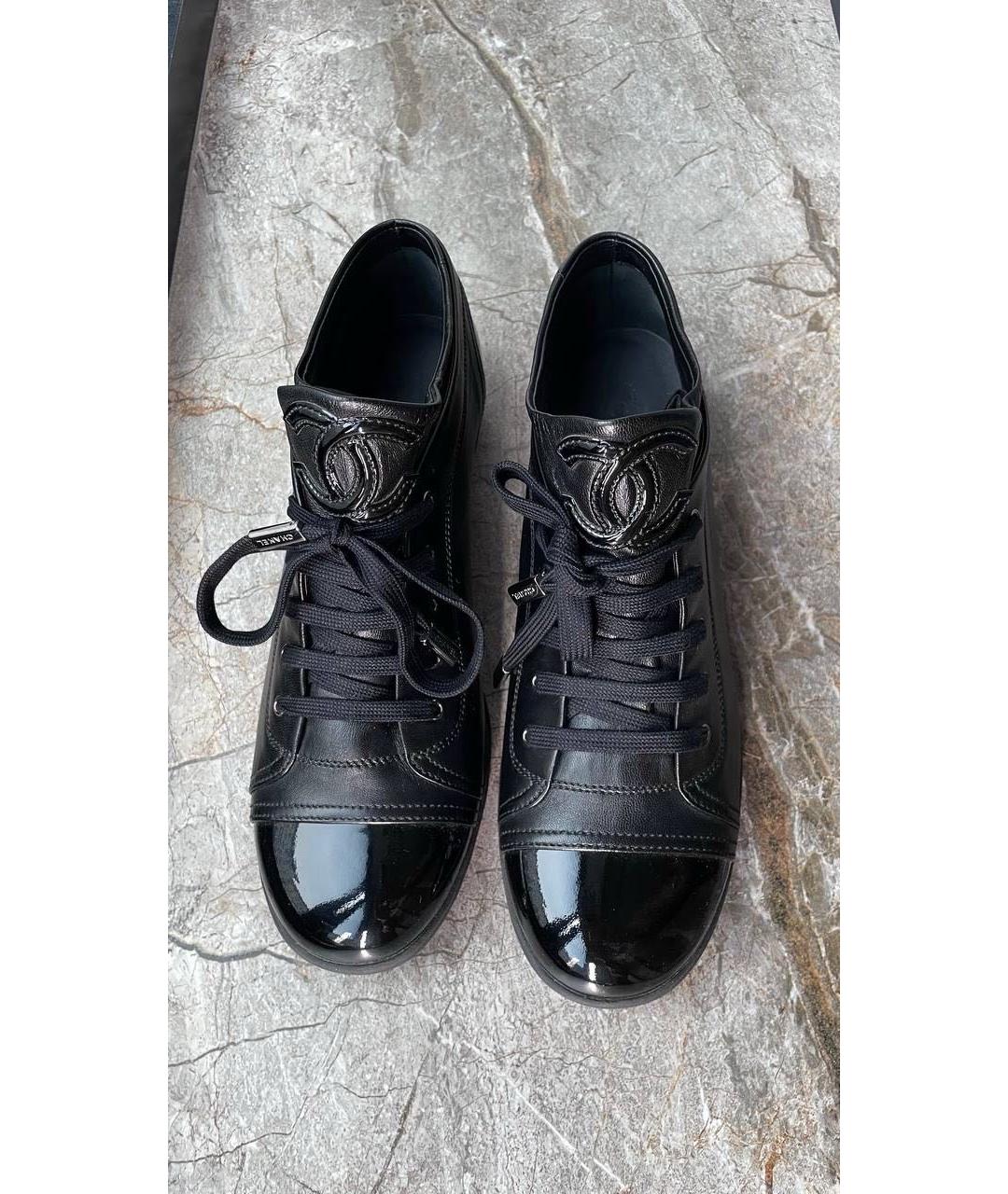 CHANEL Черные кожаные кроссовки, фото 3