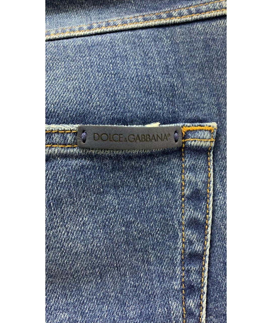 DOLCE&GABBANA Синие хлопко-эластановые прямые джинсы, фото 6
