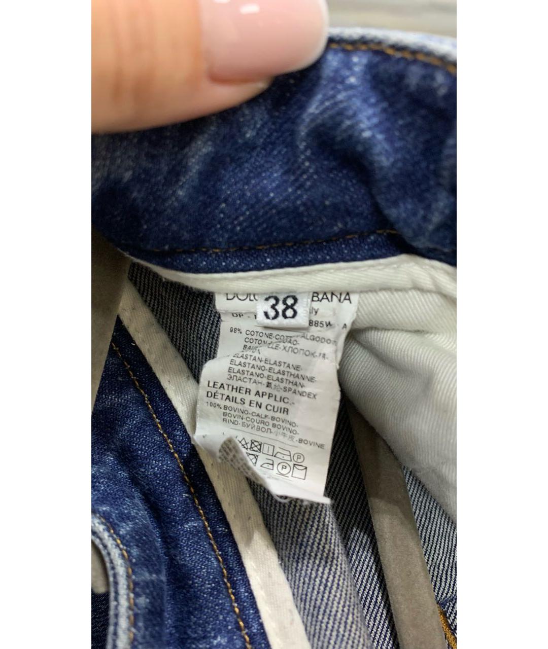 DOLCE&GABBANA Синие хлопко-эластановые прямые джинсы, фото 5