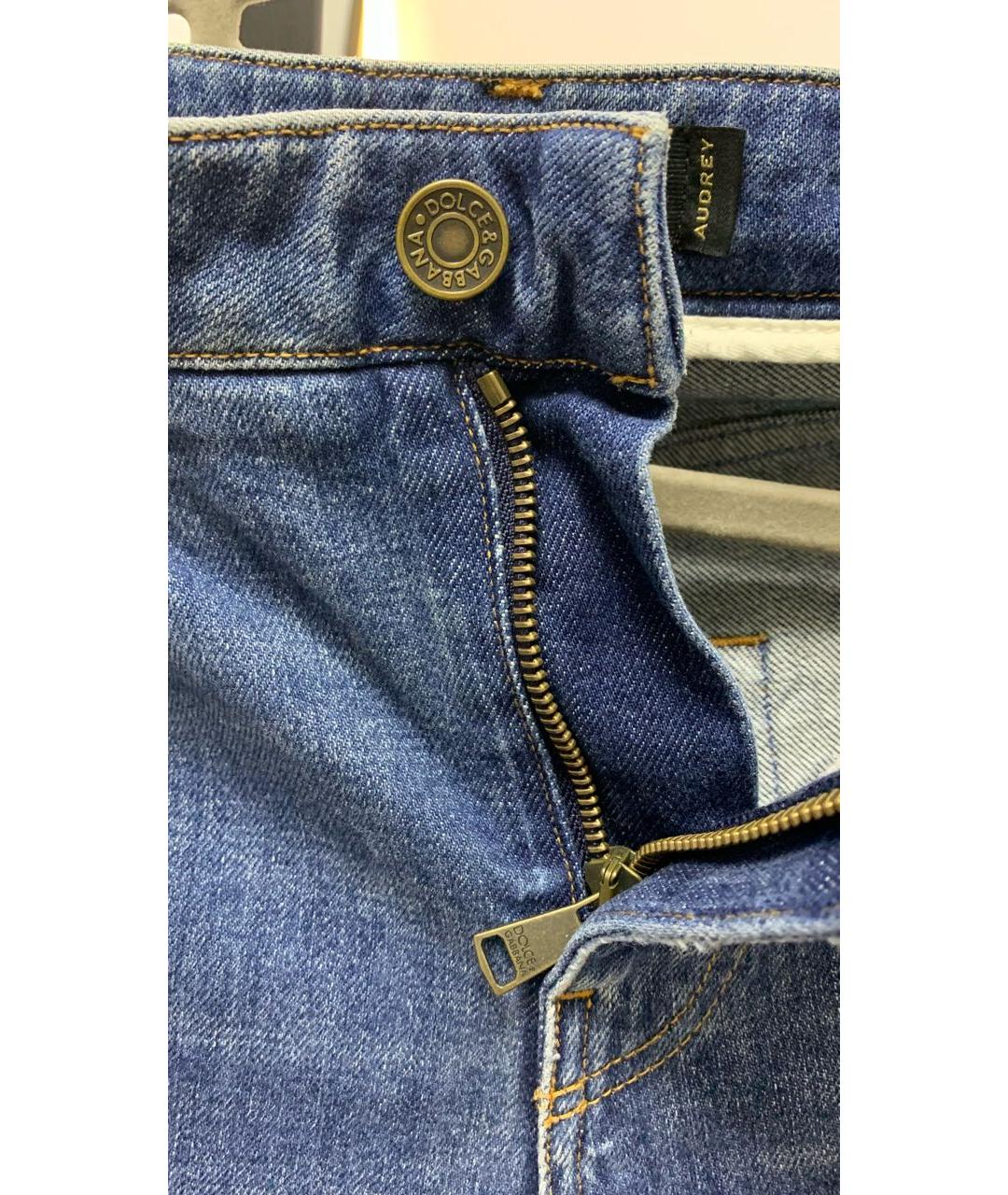 DOLCE&GABBANA Синие хлопко-эластановые прямые джинсы, фото 7