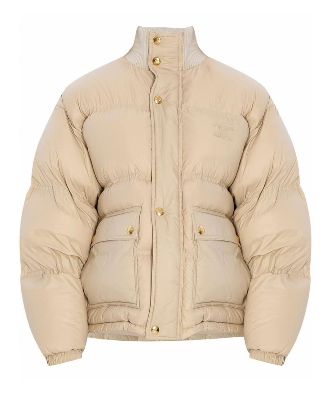 CELINE Бежевый полиамидовый пуховик, фото 7