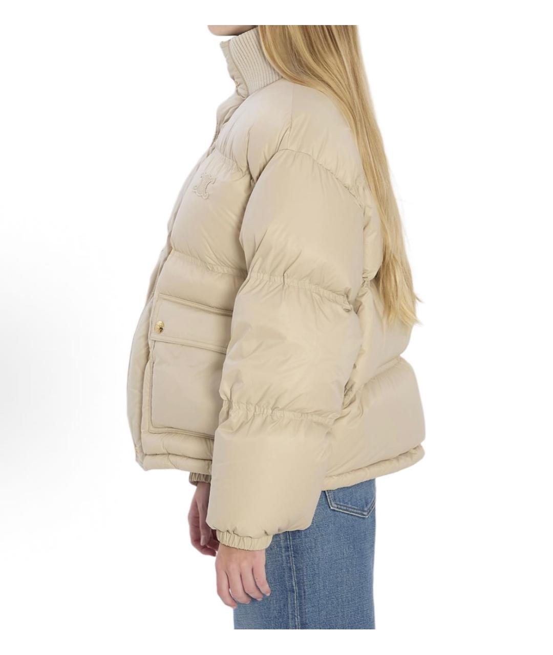 CELINE Бежевый полиамидовый пуховик, фото 4