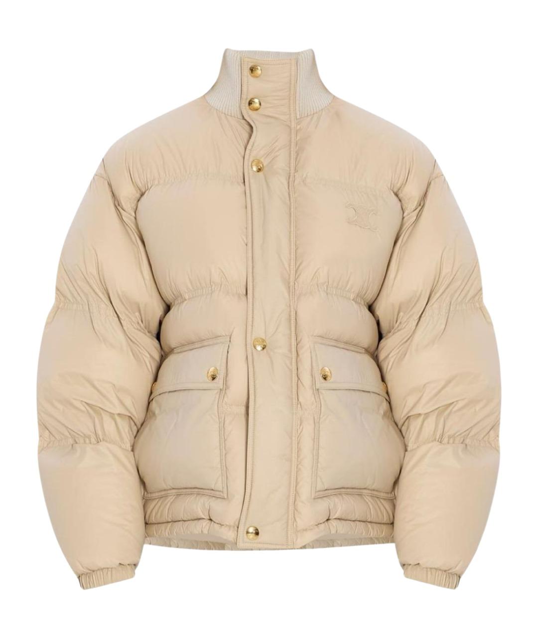 CELINE Бежевый полиамидовый пуховик, фото 1