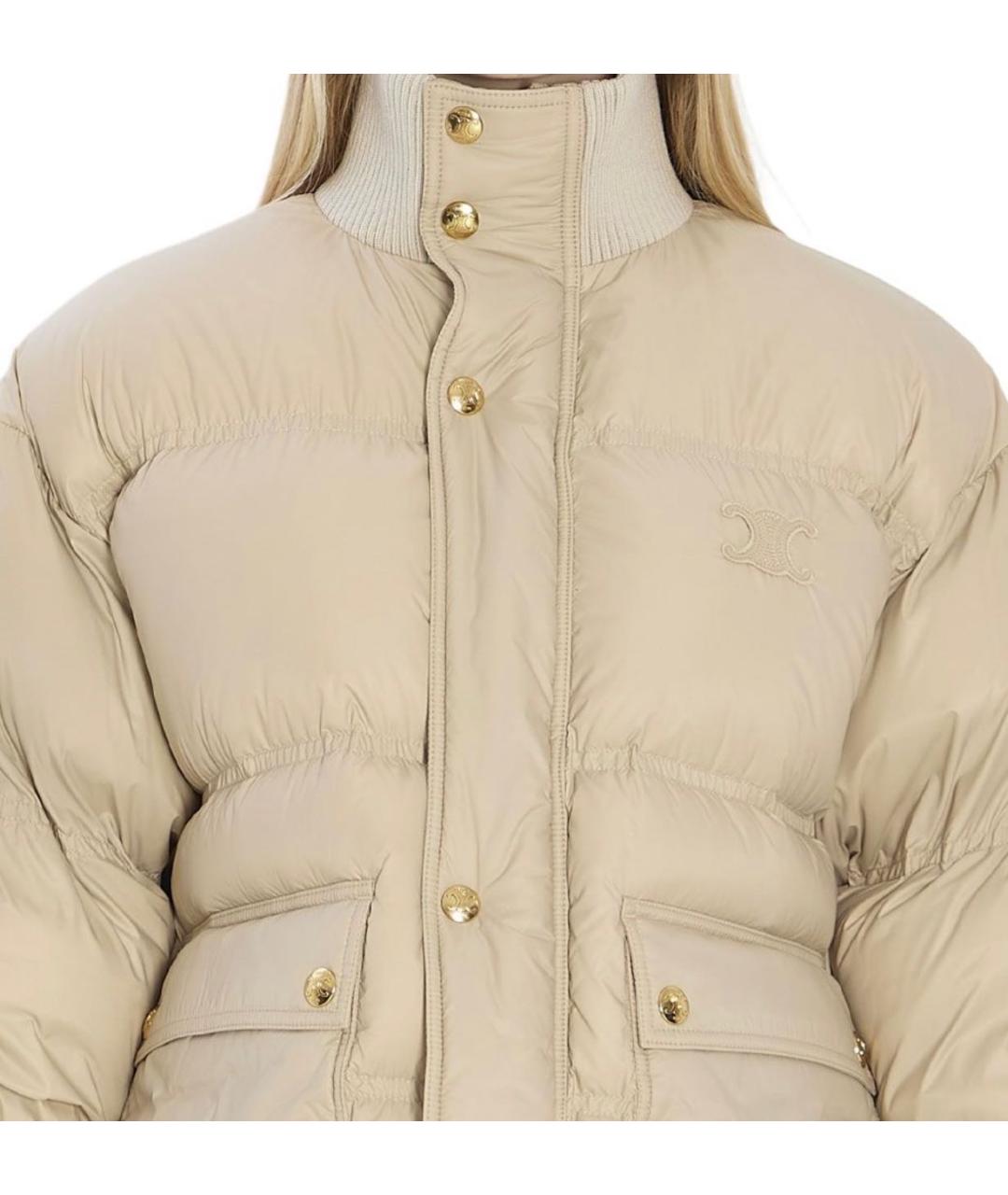 CELINE Бежевый полиамидовый пуховик, фото 6