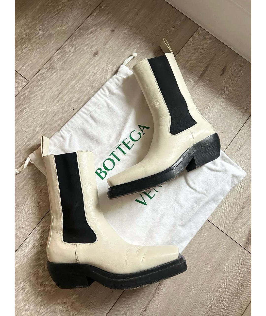 BOTTEGA VENETA Бежевые кожаные полусапоги, фото 8