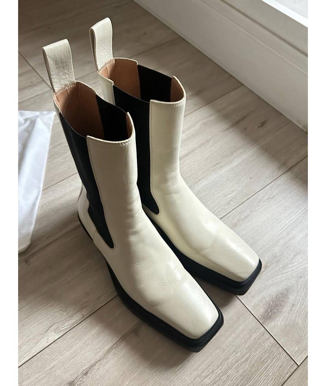 BOTTEGA VENETA Бежевые кожаные полусапоги, фото 3