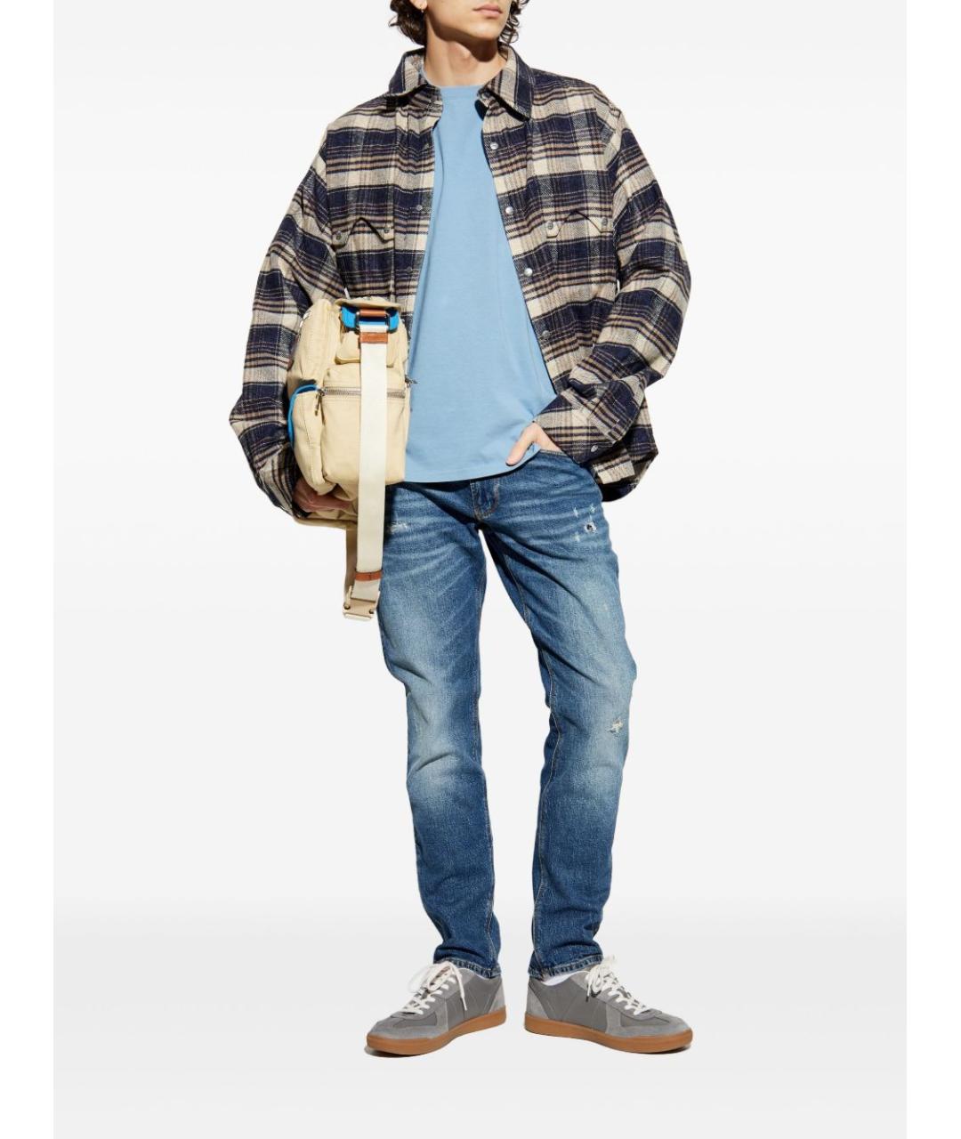 EMPORIO ARMANI Синие хлопковые прямые джинсы, фото 4