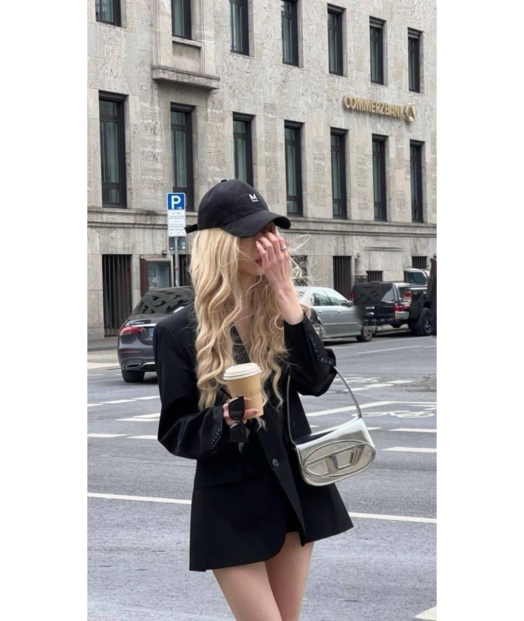 DIESEL Серебряная кожаная сумка с короткими ручками, фото 7