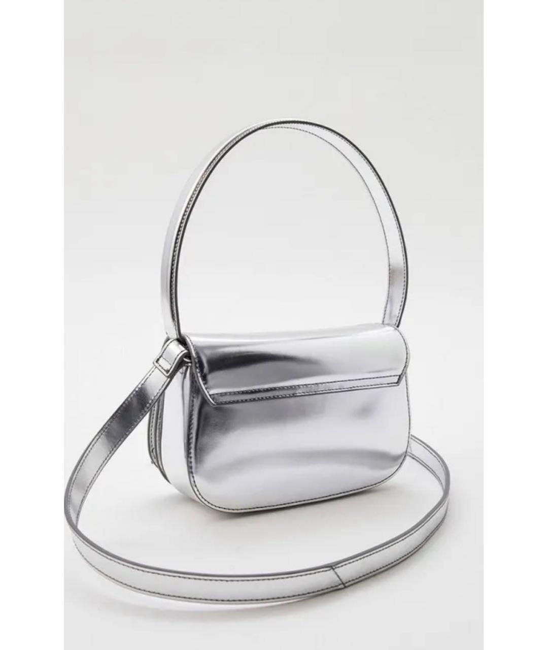 DIESEL Серебряная кожаная сумка с короткими ручками, фото 2