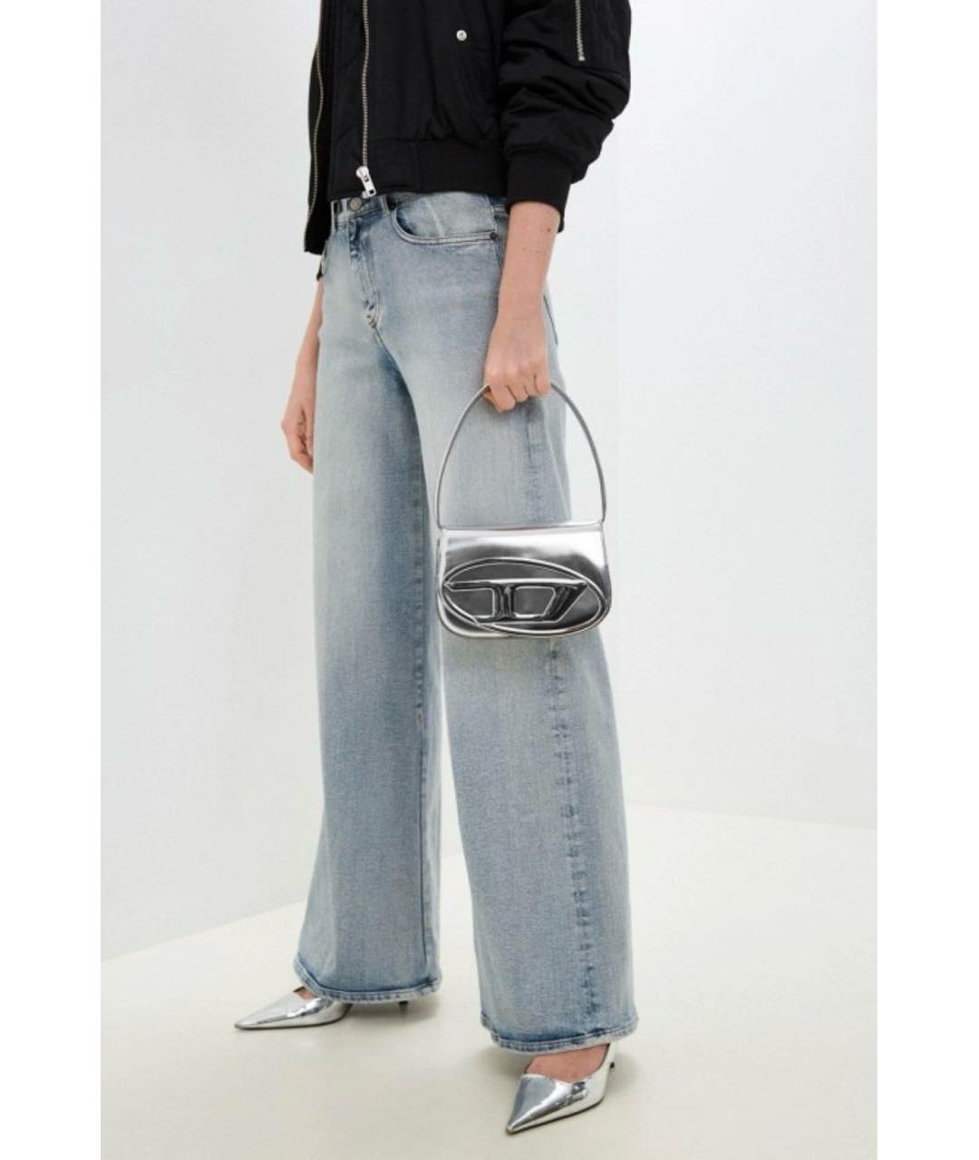 DIESEL Серебряная кожаная сумка с короткими ручками, фото 3