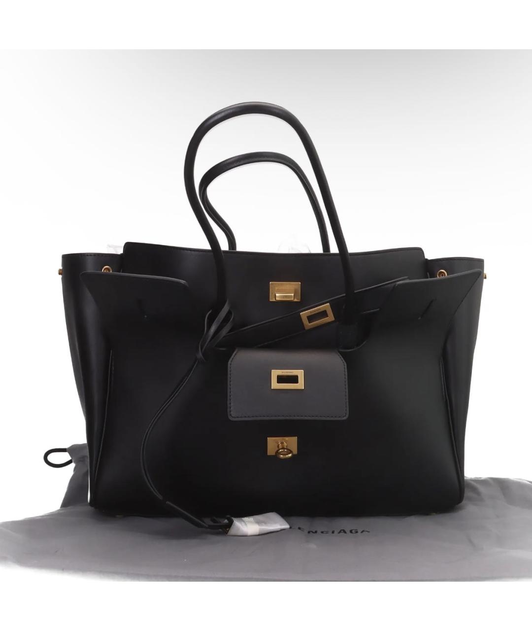 BALENCIAGA Черная кожаная сумка с короткими ручками, фото 2