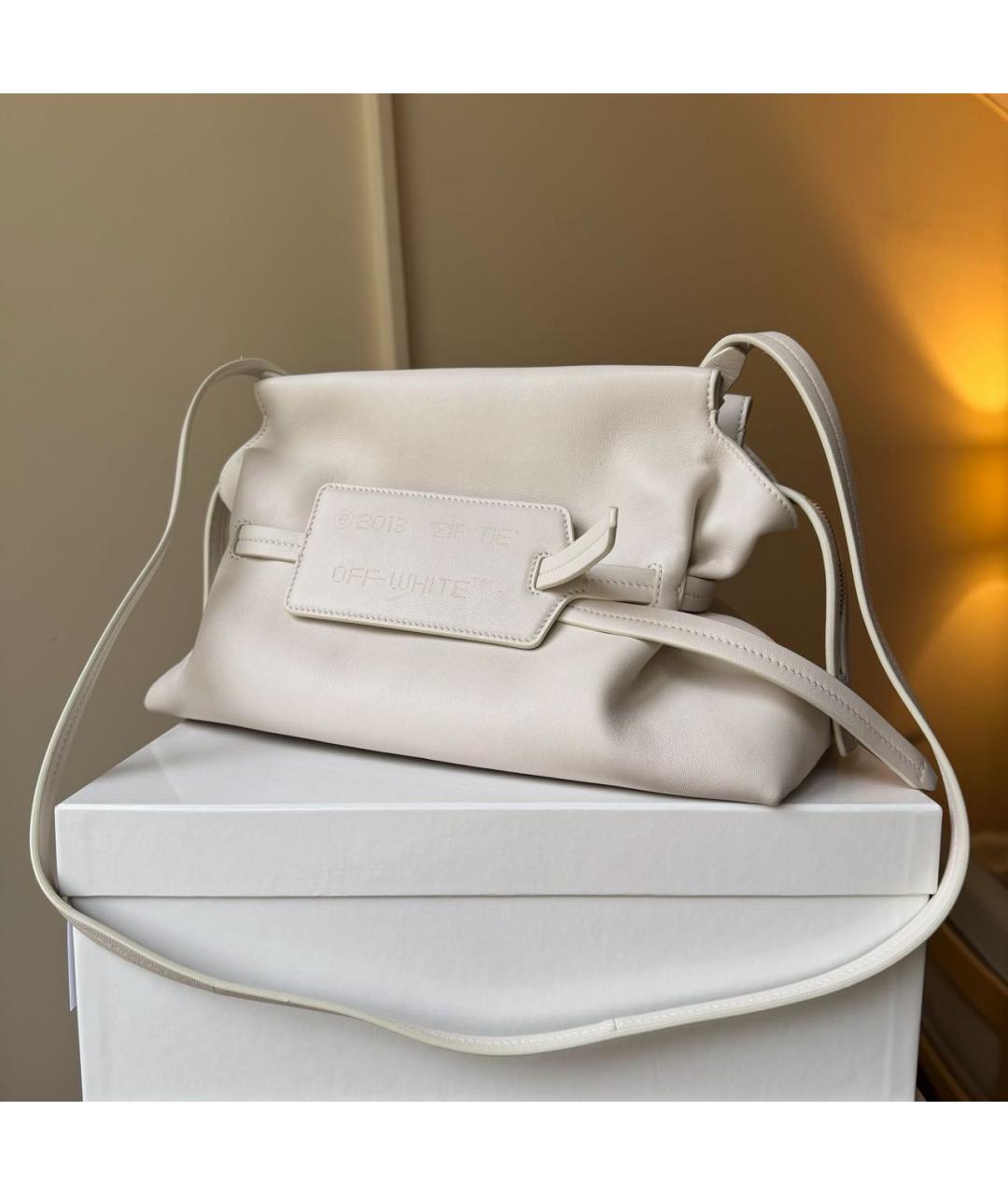 OFF-WHITE Бежевая кожаная сумка через плечо, фото 2
