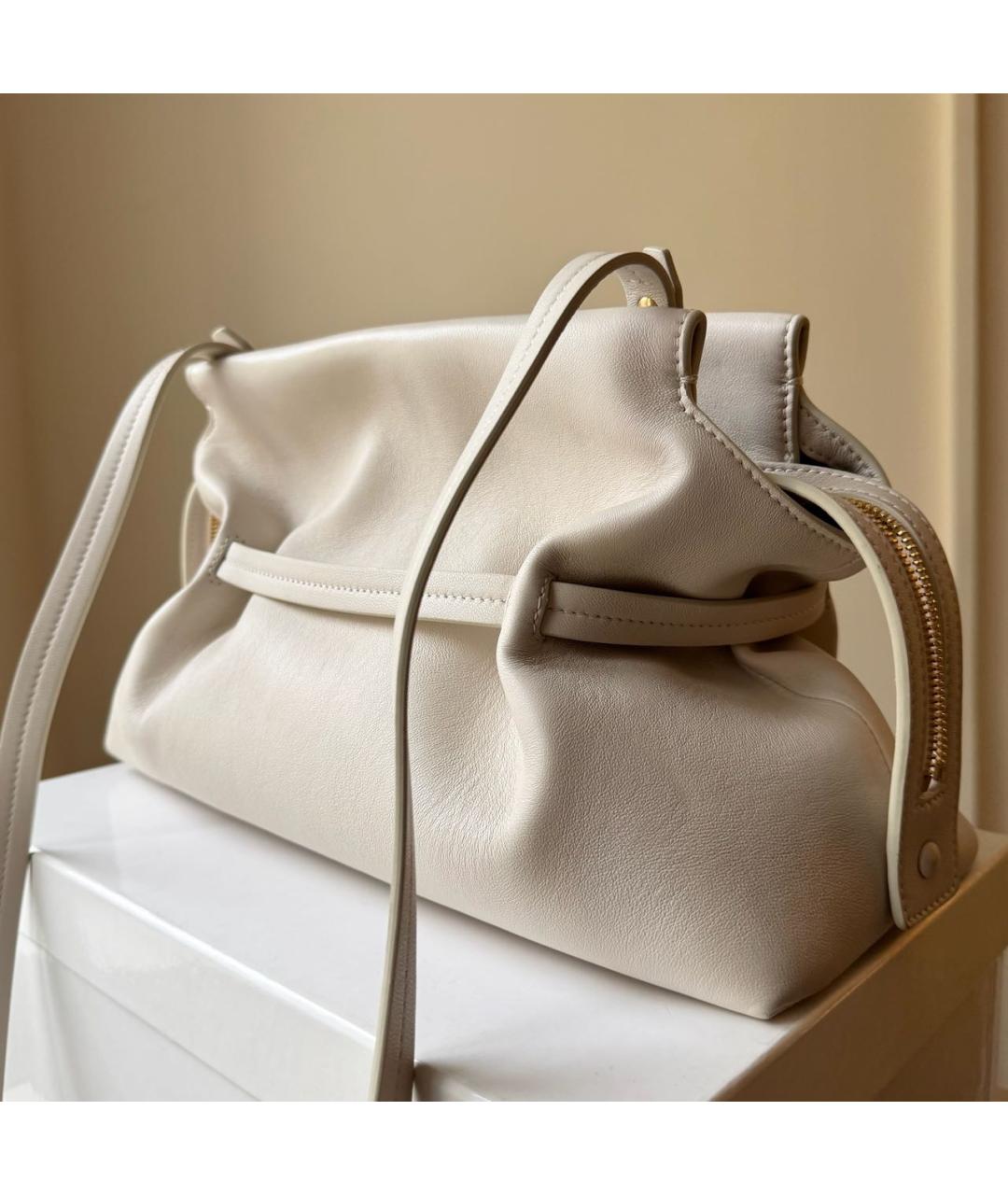 OFF-WHITE Бежевая кожаная сумка через плечо, фото 4