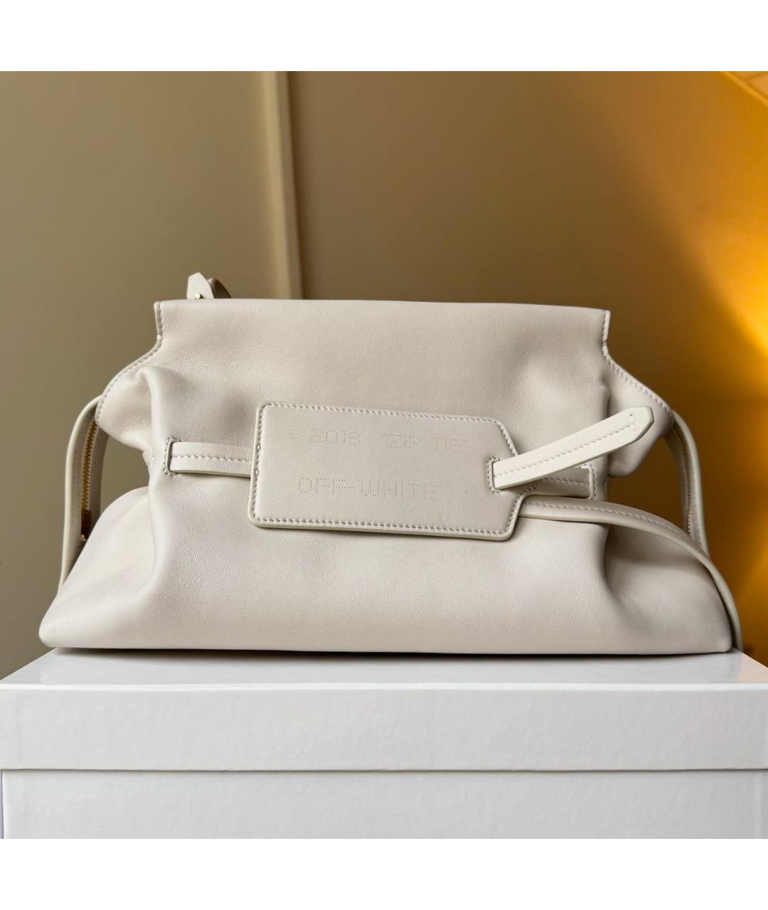 OFF-WHITE Бежевая кожаная сумка через плечо, фото 9