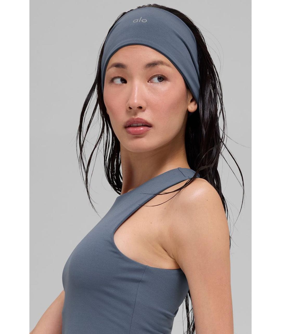 ALO YOGA Синяя синтетическая повязка на голову, фото 3