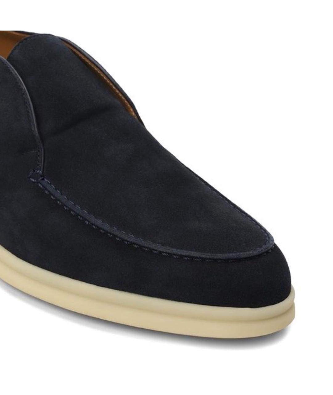 LORO PIANA Темно-синие замшевые ботинки, фото 5