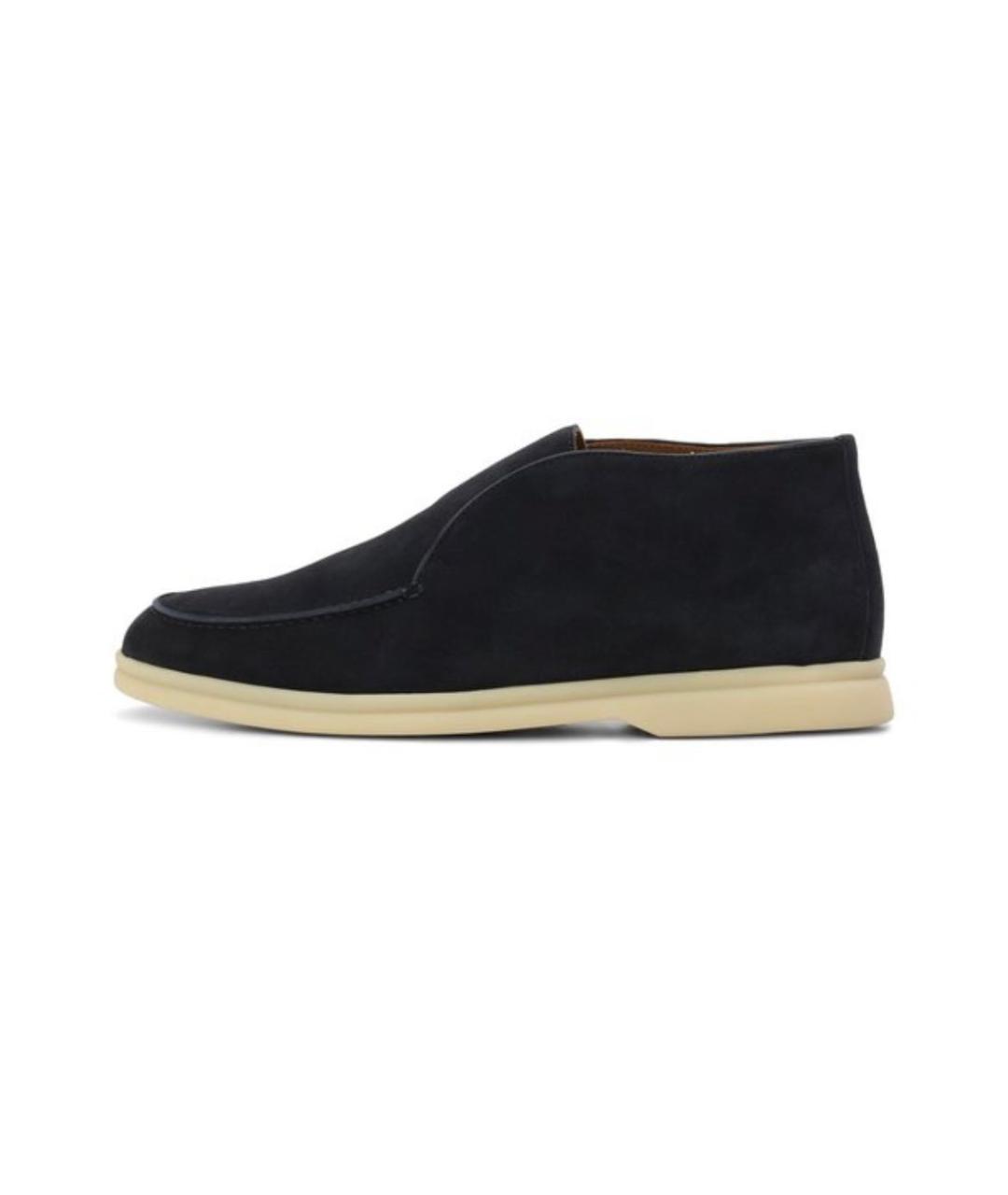 LORO PIANA Темно-синие замшевые ботинки, фото 3