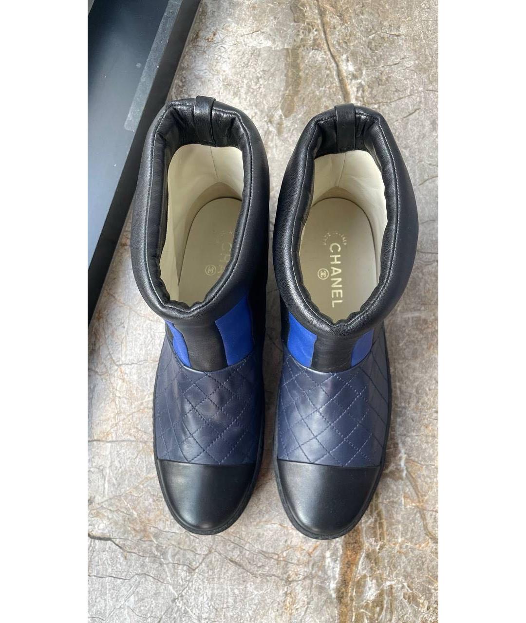 CHANEL Темно-синие кожаные полусапоги, фото 3