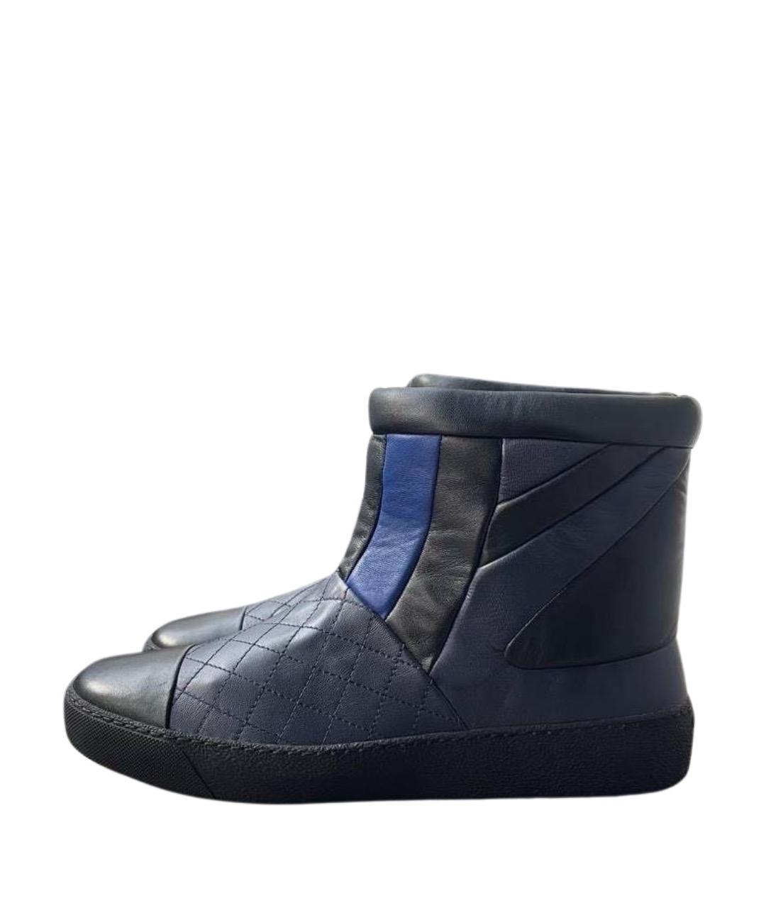 CHANEL Темно-синие кожаные полусапоги, фото 8