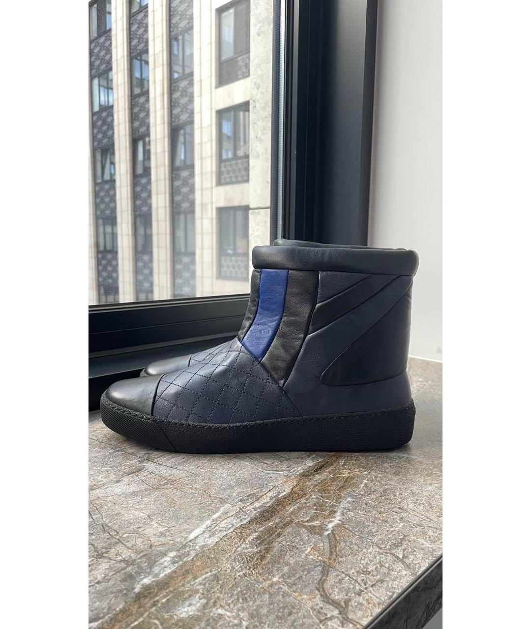 CHANEL Темно-синие кожаные полусапоги, фото 7