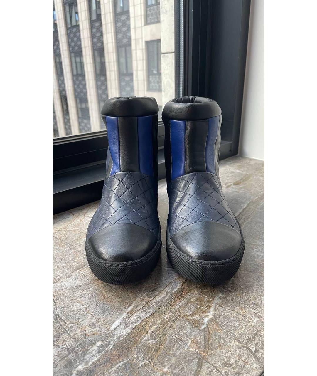 CHANEL Темно-синие кожаные полусапоги, фото 2