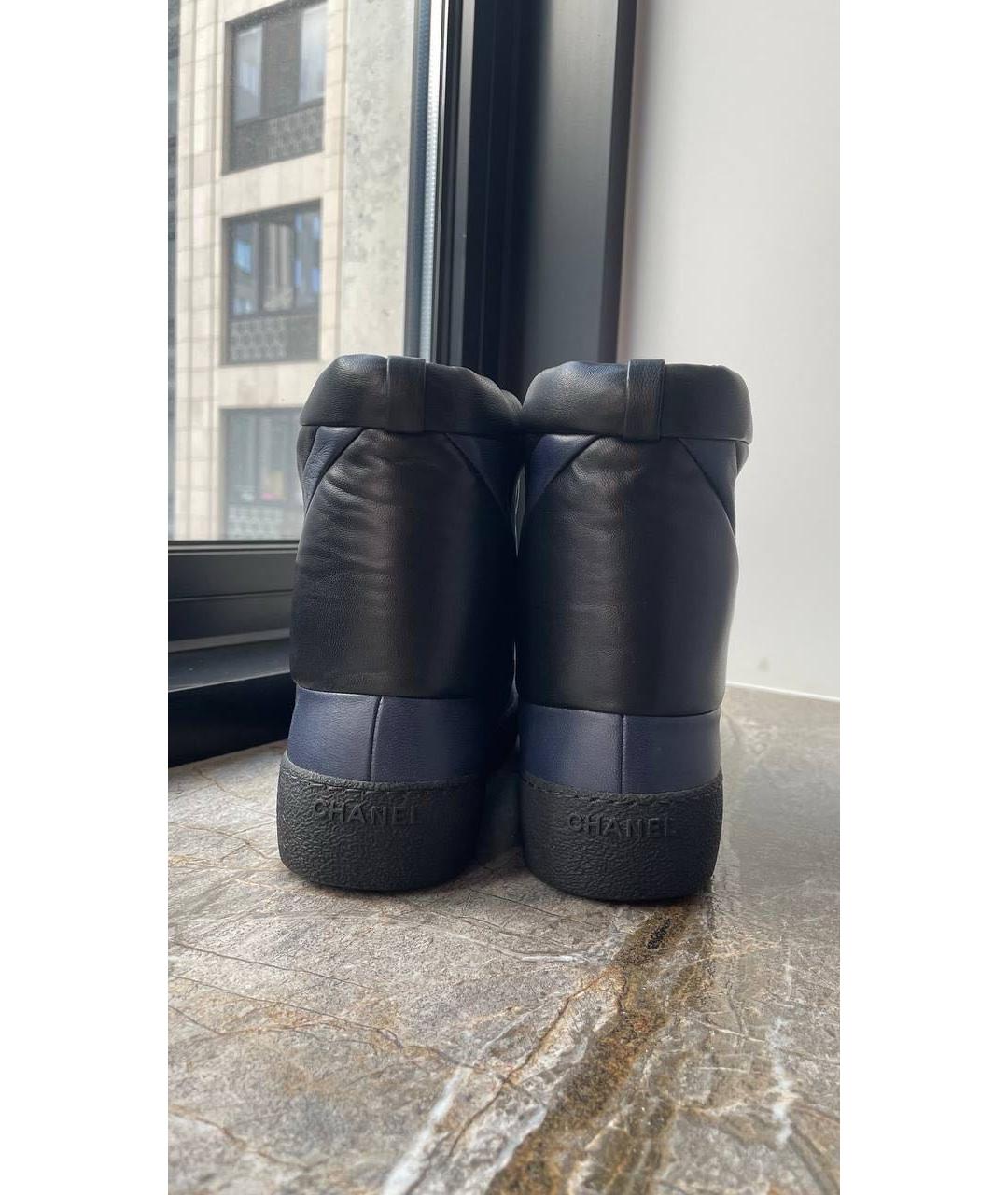 CHANEL Темно-синие кожаные полусапоги, фото 4