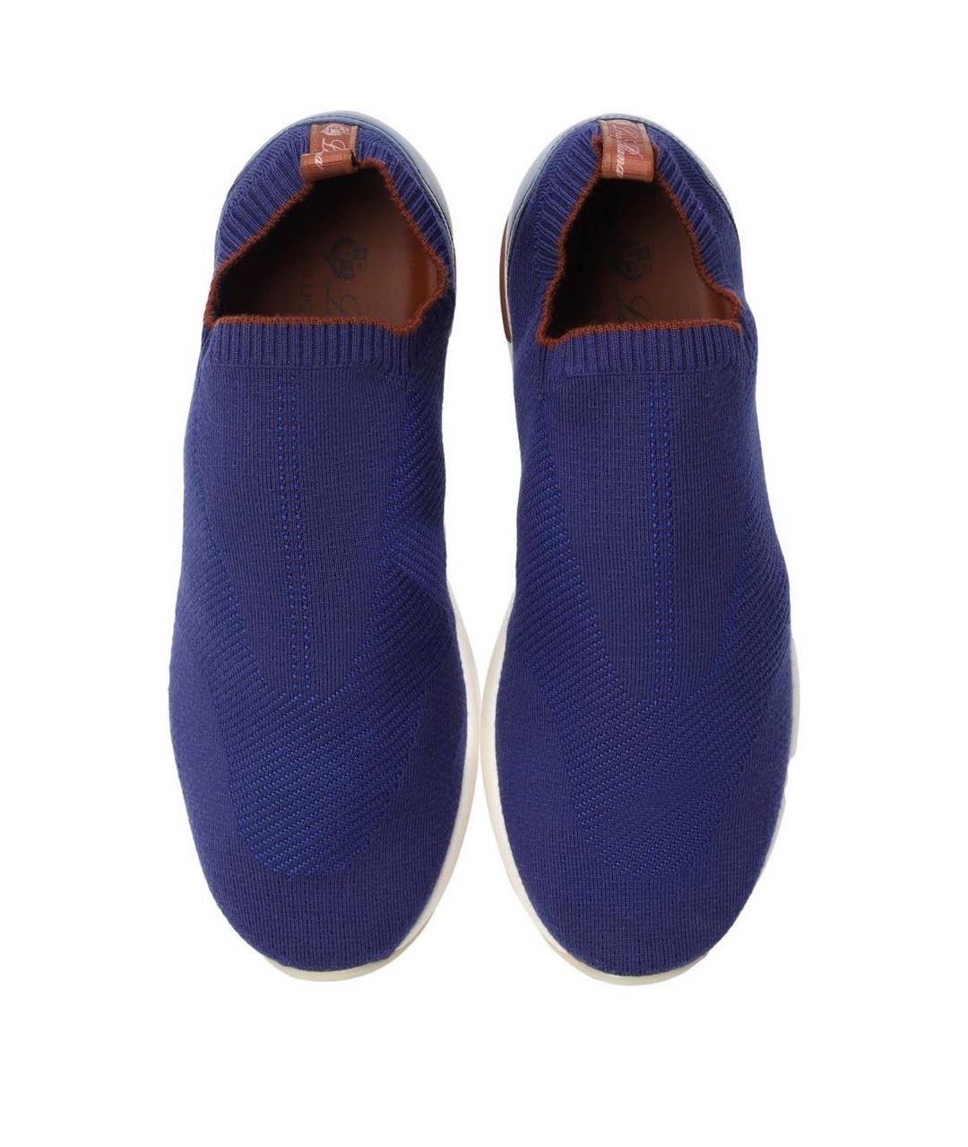 LORO PIANA Синие текстильные низкие кроссовки / кеды, фото 2