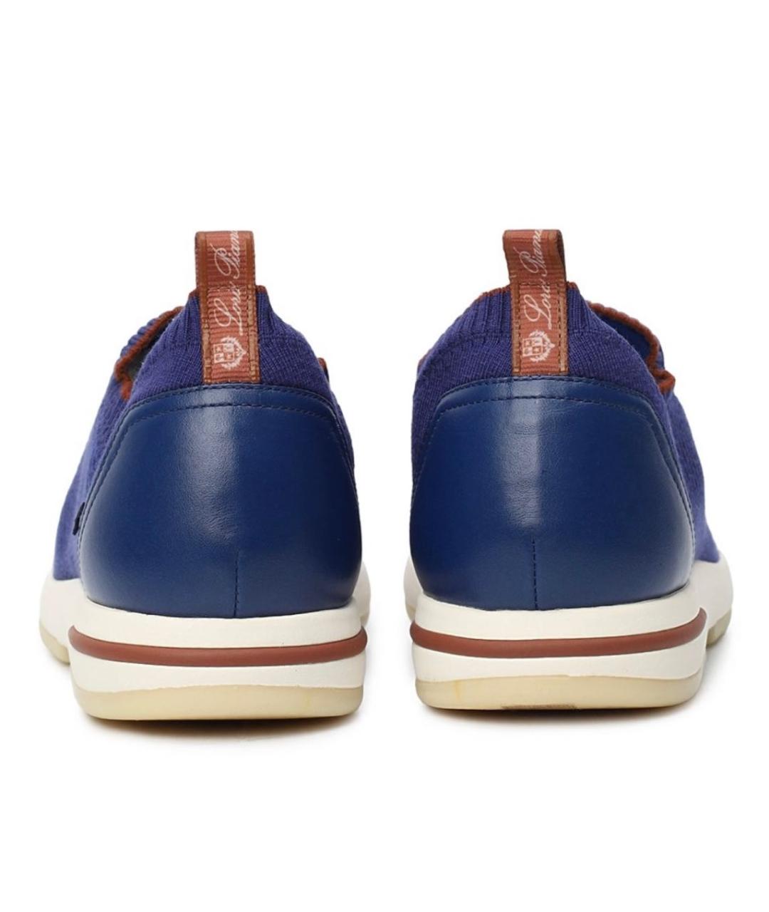 LORO PIANA Синие текстильные низкие кроссовки / кеды, фото 4