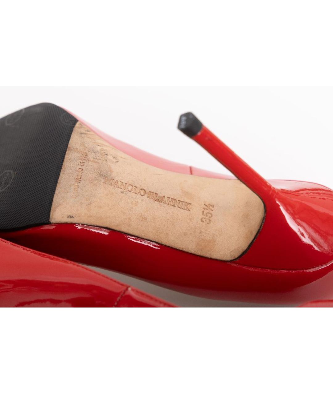 MANOLO BLAHNIK Красные кожаные туфли, фото 6