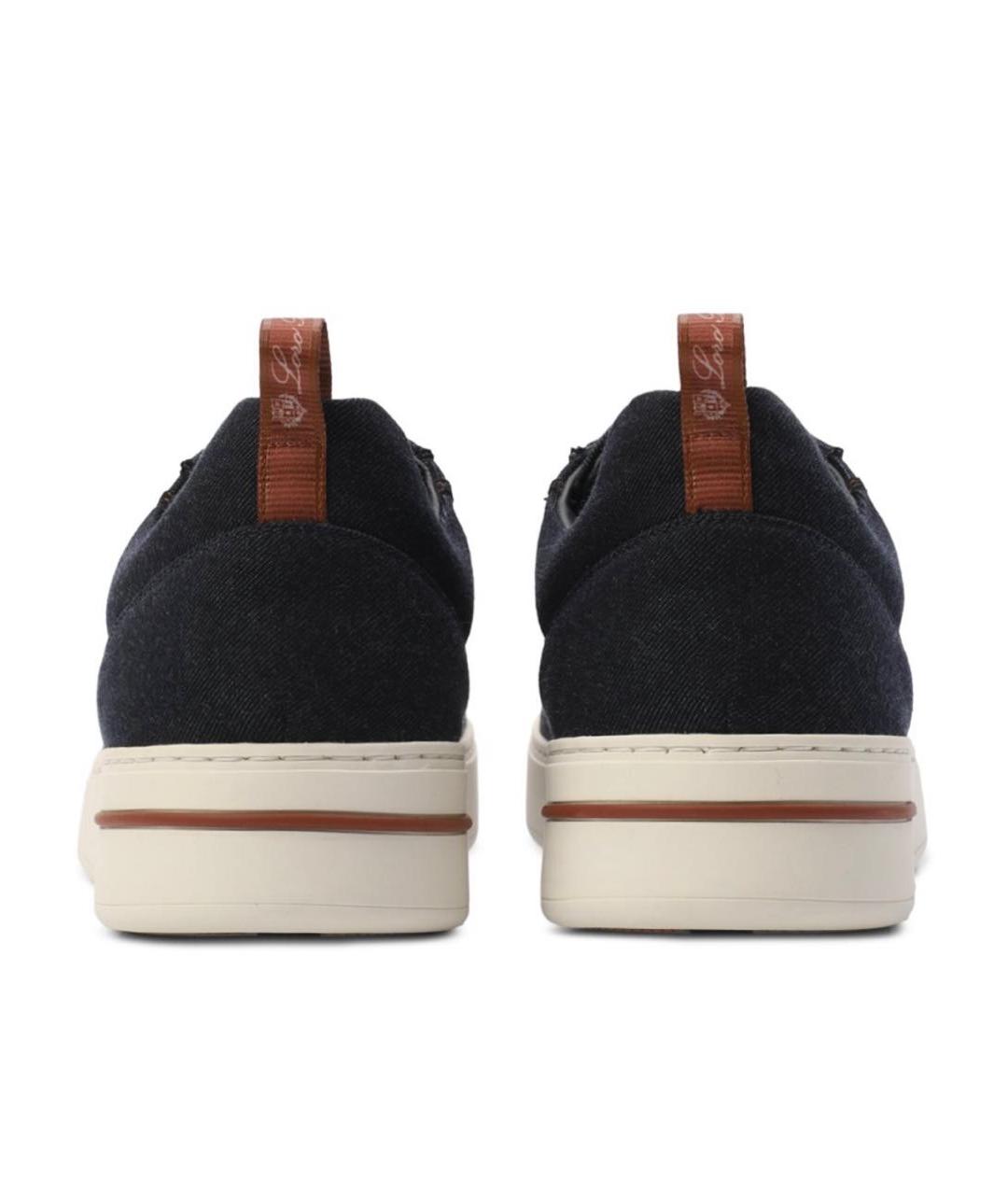 LORO PIANA Темно-синие замшевые низкие кроссовки / кеды, фото 4