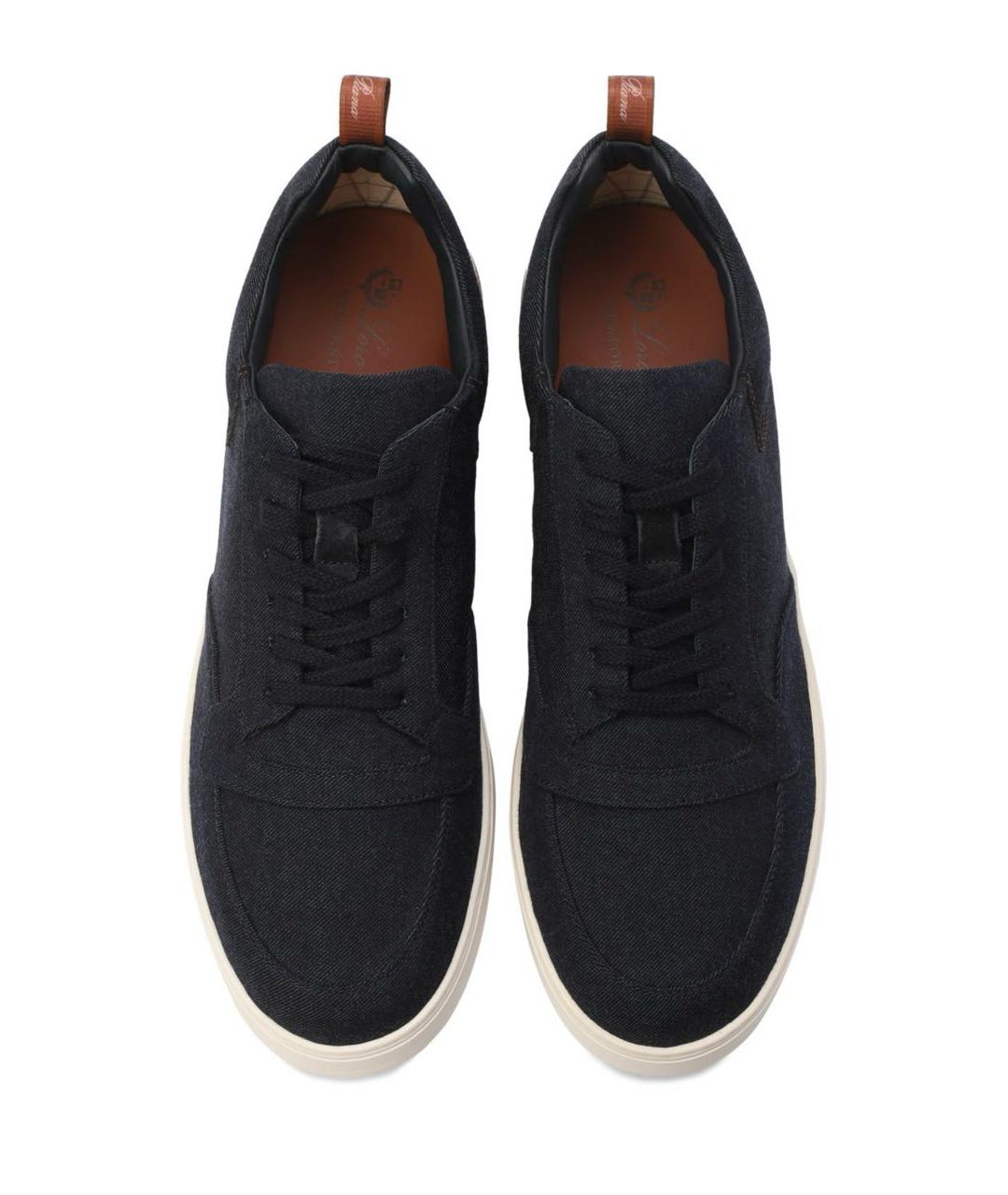 LORO PIANA Темно-синие замшевые низкие кроссовки / кеды, фото 2