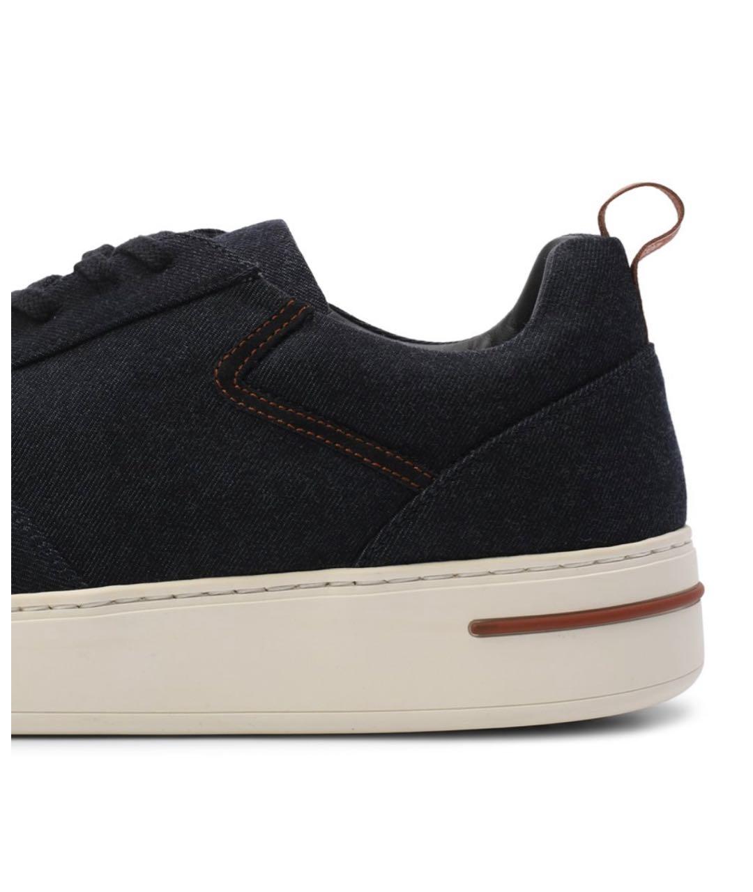 LORO PIANA Темно-синие замшевые низкие кроссовки / кеды, фото 5