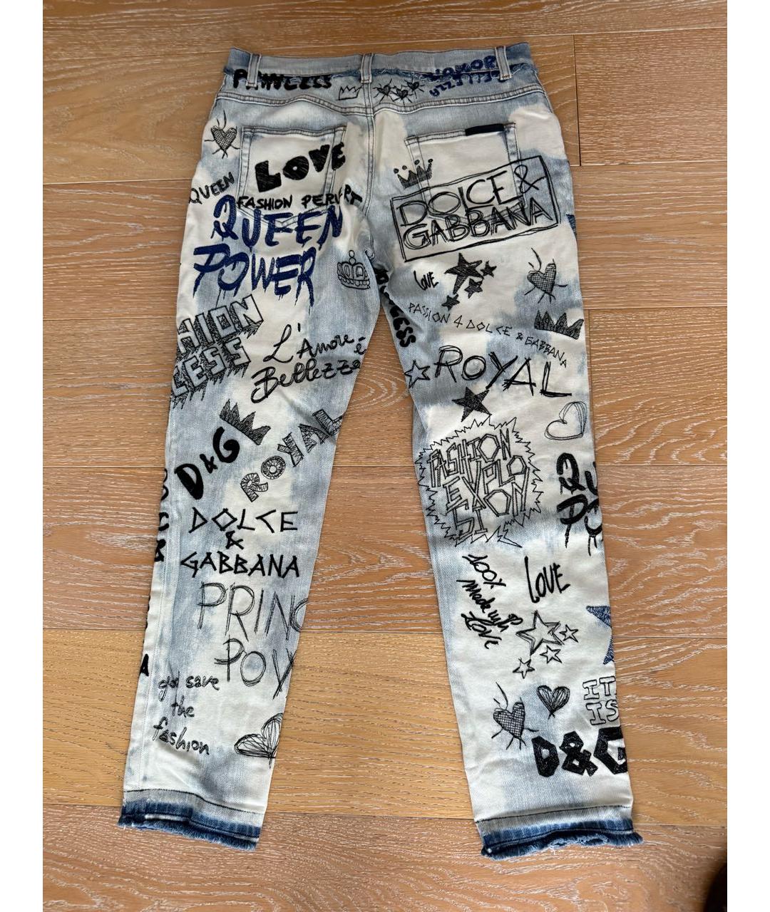 DOLCE&GABBANA Голубые хлопковые прямые джинсы, фото 2