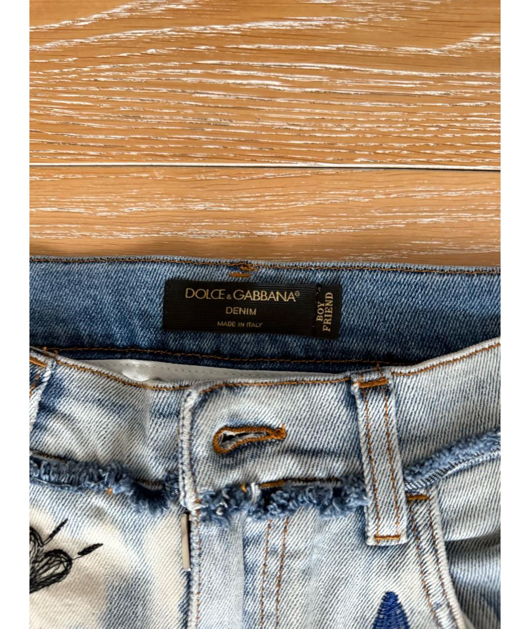 DOLCE&GABBANA Голубые хлопковые прямые джинсы, фото 3