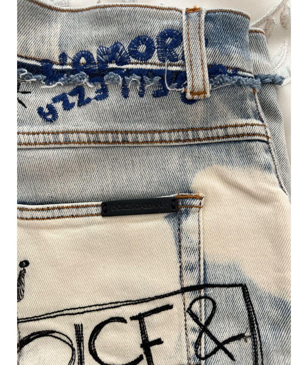 DOLCE&GABBANA Голубые хлопковые прямые джинсы, фото 4