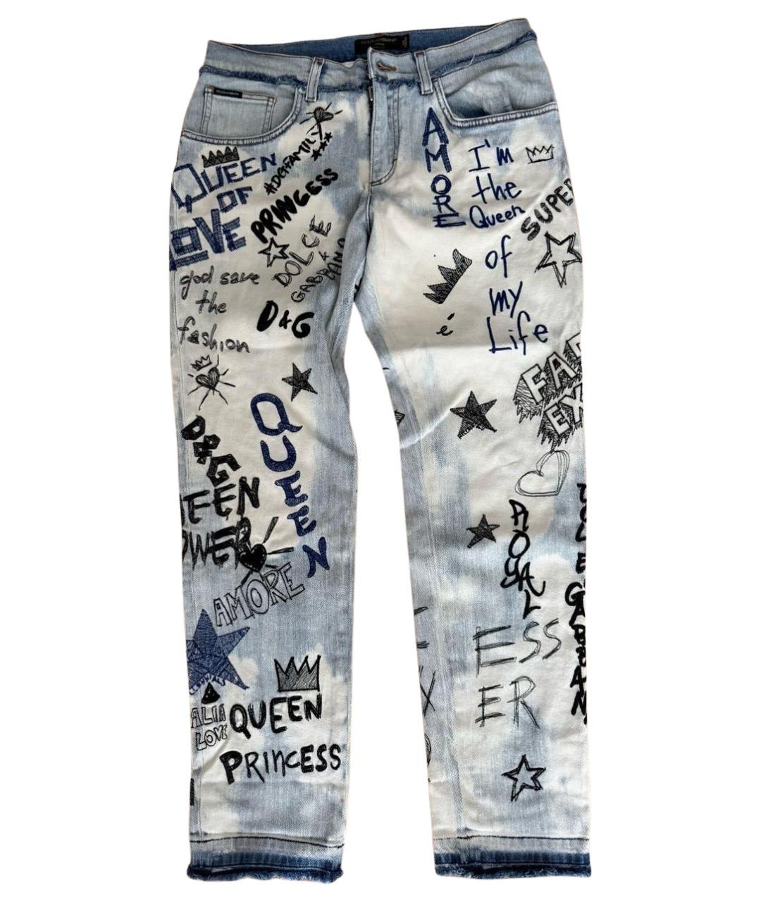 DOLCE&GABBANA Голубые хлопковые прямые джинсы, фото 1