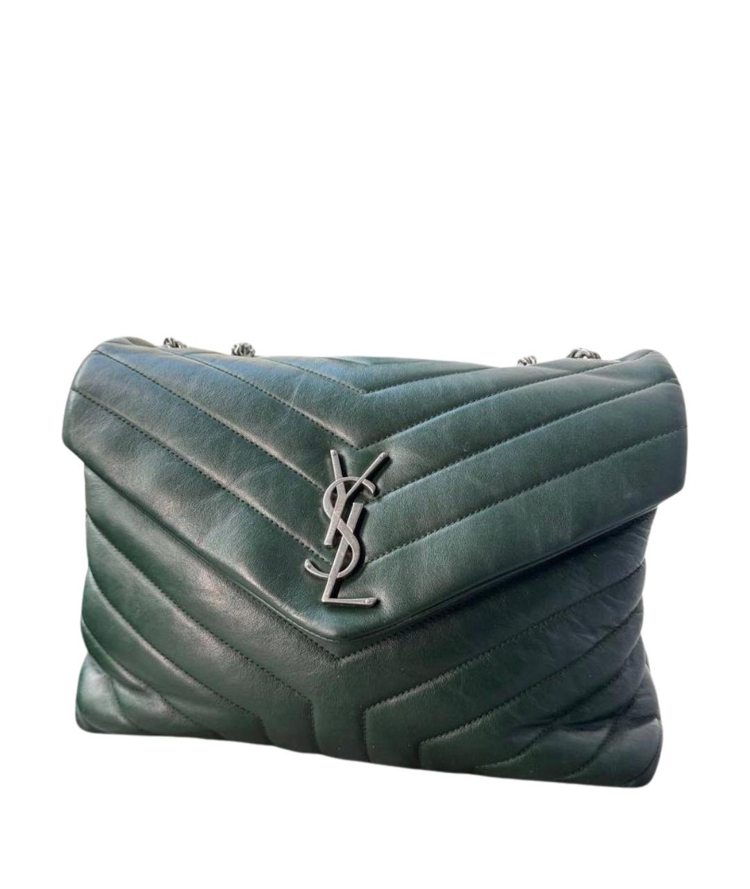 SAINT LAURENT Зеленая кожаная сумка через плечо, фото 1