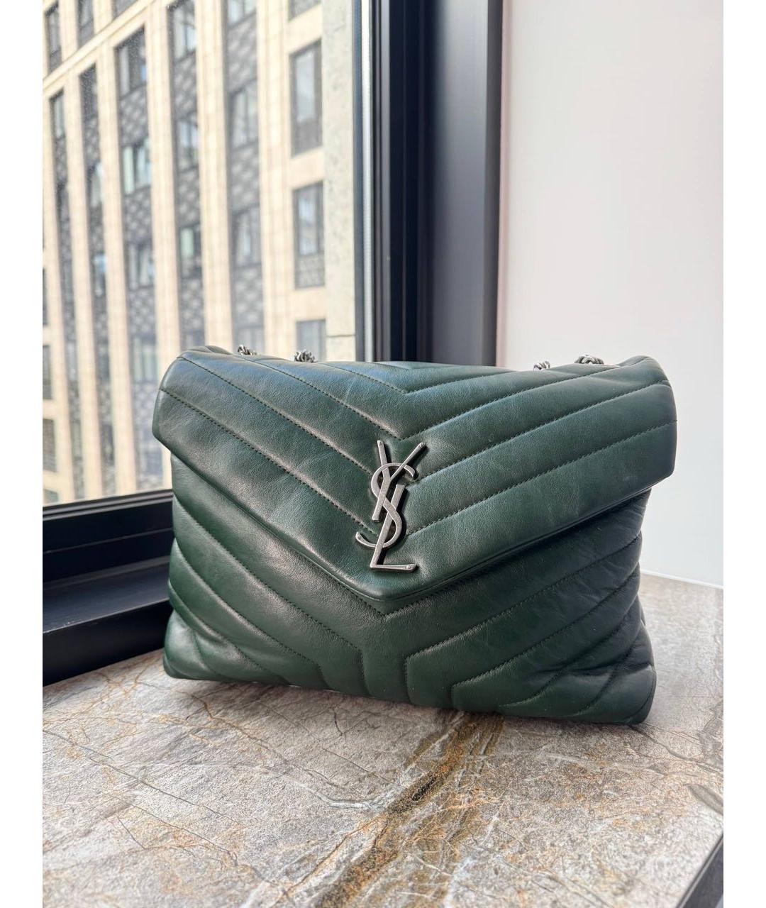 SAINT LAURENT Зеленая кожаная сумка через плечо, фото 8