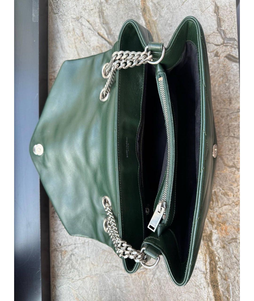 SAINT LAURENT Зеленая кожаная сумка через плечо, фото 4