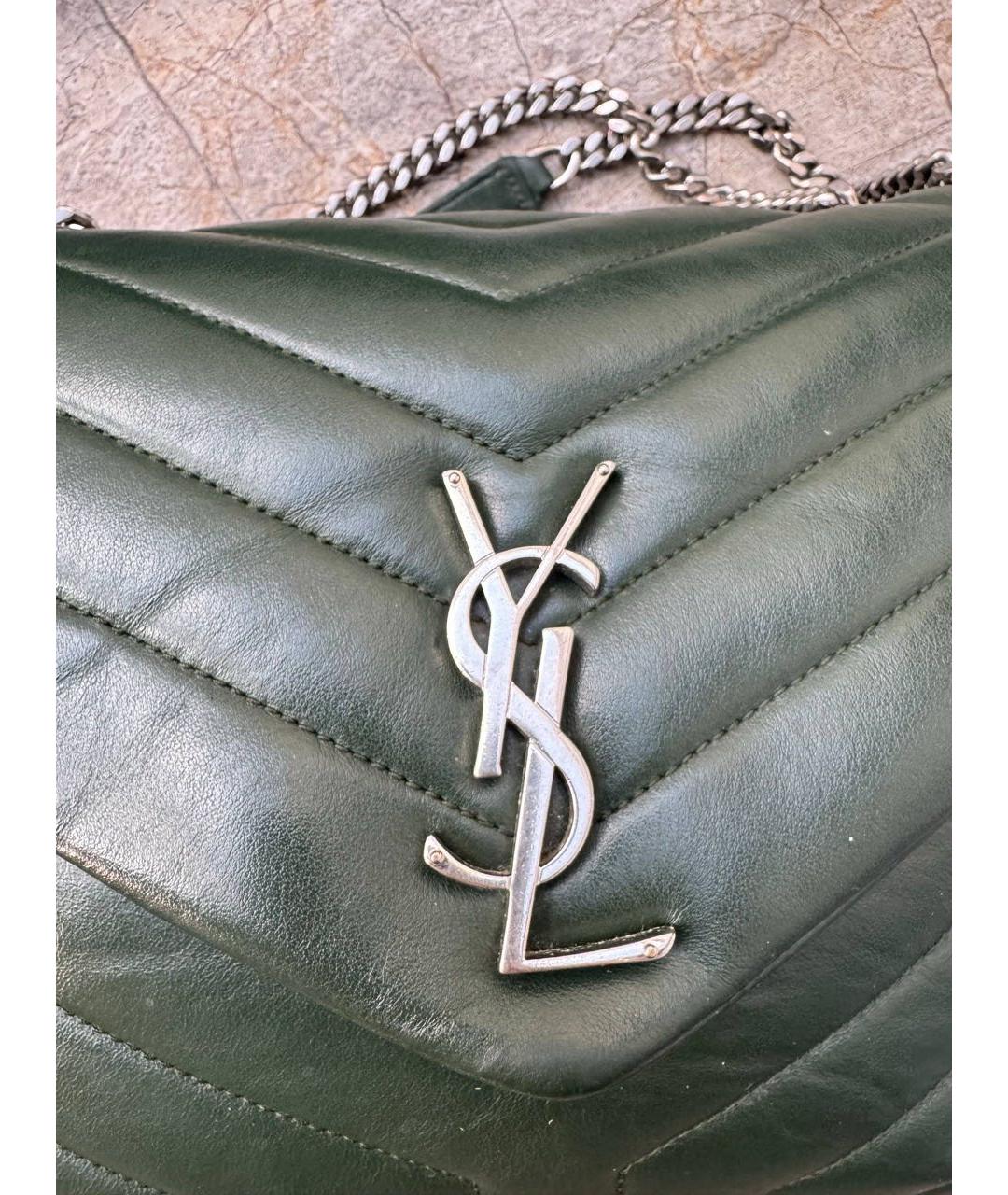 SAINT LAURENT Зеленая кожаная сумка через плечо, фото 5
